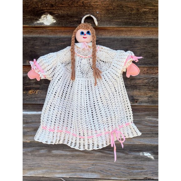 unbranded Other - Antique Art Deco Crochet Baby Dress Silk Ribbons Crochet Doll Hanger